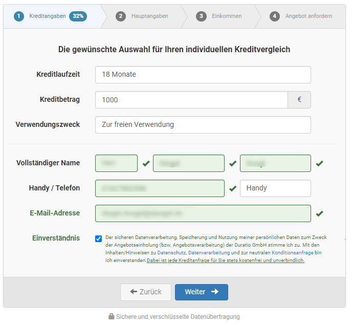 duratio kreditantrag kredithöhe