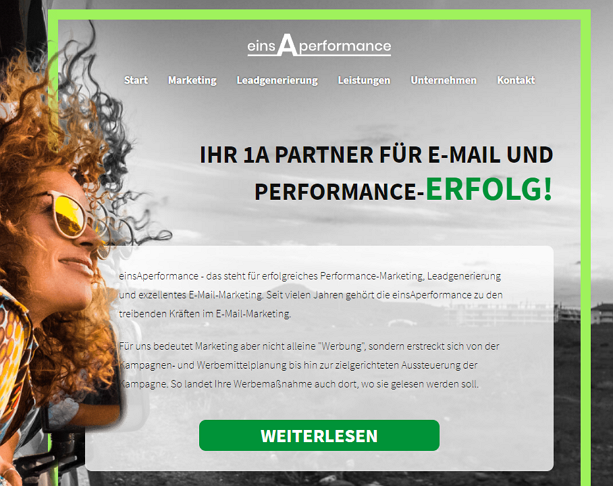 Webseite einsAperformance GmbH