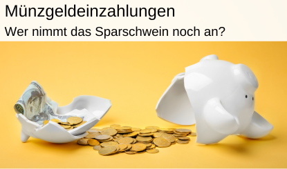 Münzgeld einzahlen Titelbild, offenes Sparschwein