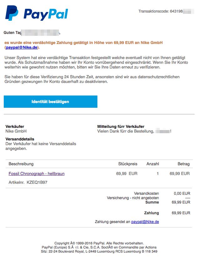 Paypal Phishing Mail 2