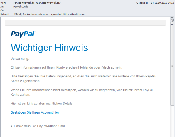 Paypal Phishing Mail