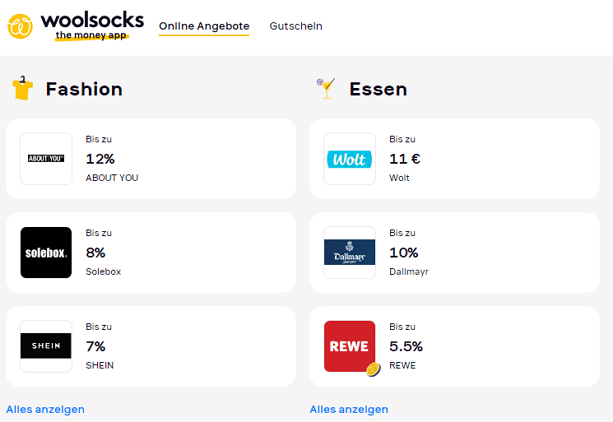 Cashback bei Woolsocks